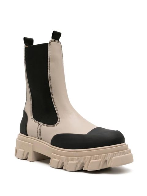 GANNI Cleated faux-leather chelsea boots - Neutrals