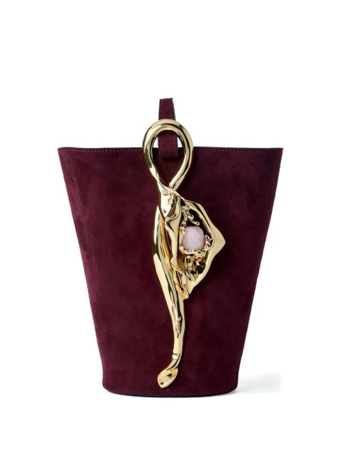 Chloé sculptural handle suede clutch bag - Red - zdjęcie produktu nr 1