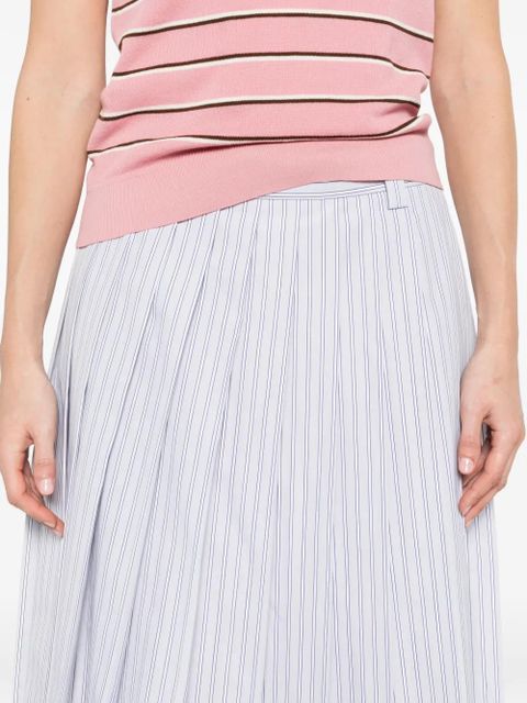 Miu Miu pleated striped midi skirt - Grey