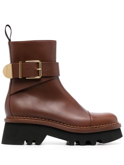 Chloé Owena ankle leather boots - Brown