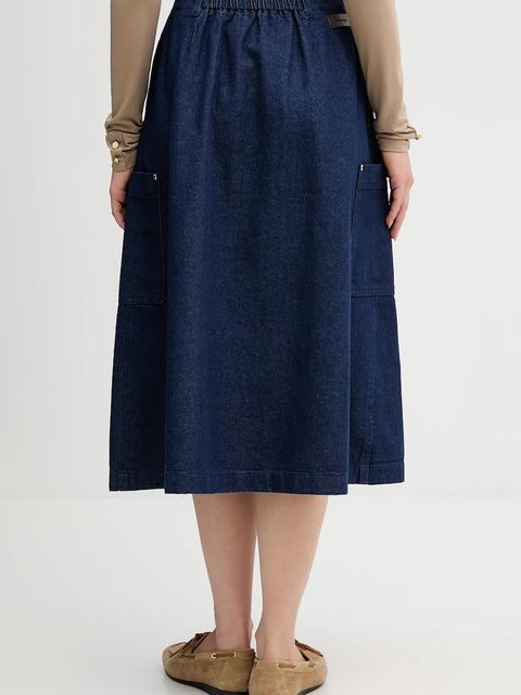 Barbour spódnica jeansowa Saima kolor granatowy midi rozkloszowana LSK0142