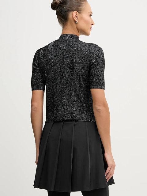 Sisley sweter z dodatkiem wełny damski kolor czarny lekki z półgolfem 1WH2M2025