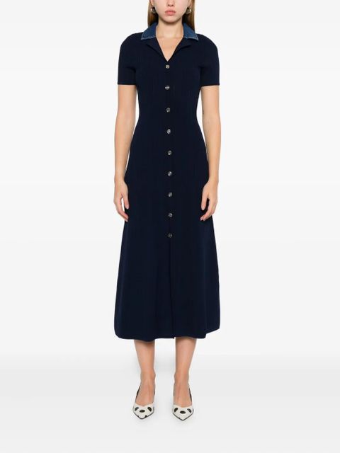 SANDRO v-neck knitted dress - Blue
