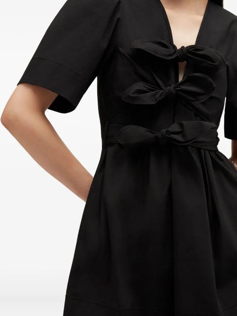 GANNI bow belted mini dress - Black