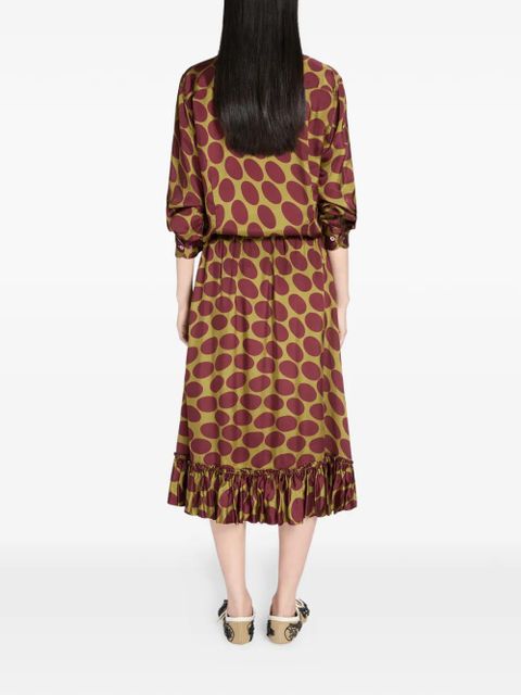 DRIES VAN NOTEN printed ruffled skirt - Brown