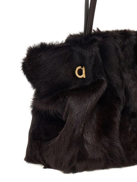 Ferragamo Gancini leather shoulder bag - Brown