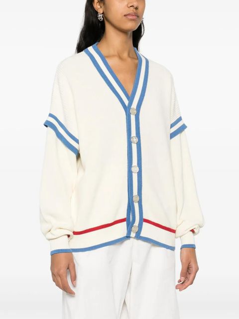 GCDS logo-patch cotton cardigan - White