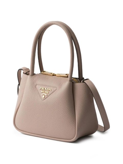 Prada logo-detail leather tote bag - Neutrals