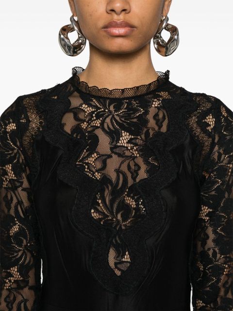 Rabanne floral-lace detail maxi dress - Black