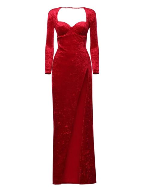 Balenciaga sweetheart long-sleeve maxi dress - Red