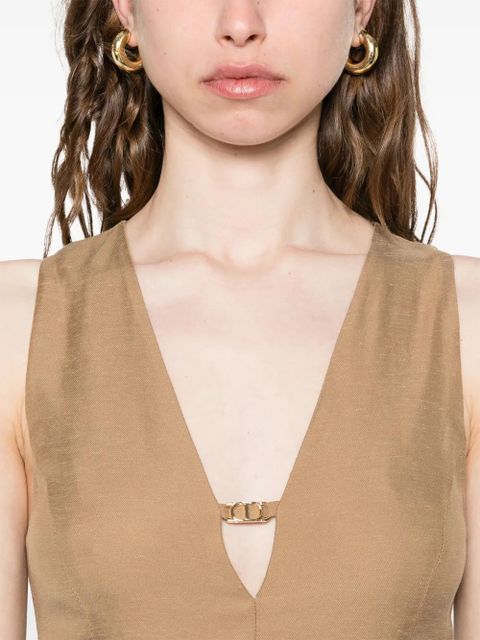 TWINSET logo-plaque midi dress - Brown