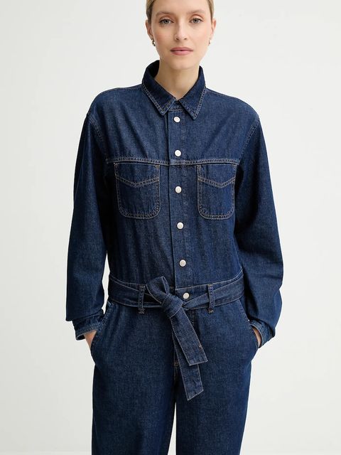 Marc O'Polo kombinezon jeansowy kolor granatowy bawełniany z kołnierzykiemm 5000006876