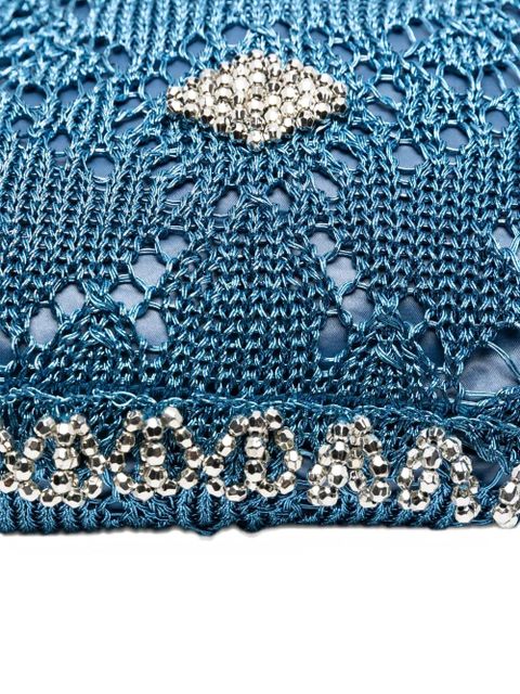 Rabanne beaded circular-handle tote bag - Blue