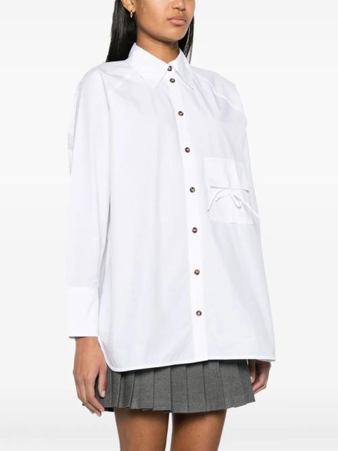 GANNI raglan-sleeved organic cotton shirt - White