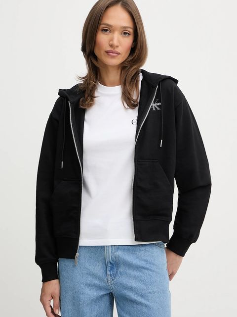 Calvin Klein Jeans bluza damska kolor czarny z kapturem z nadrukiem LV047B270G - zdjęcie produktu nr 1