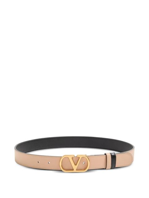 Valentino Garavani VLogo Signature reversible shiny calfskin belt - 30mm / 1.2 in. - Black