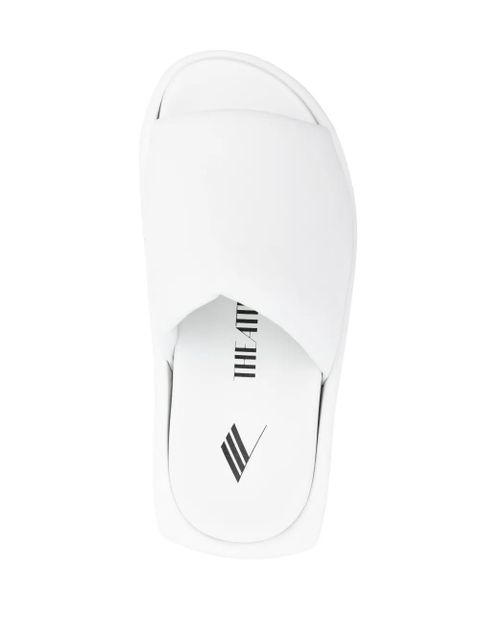 The Attico Mia leather flatform slides - White