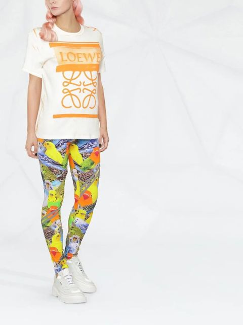 LOEWE bird-print leggings - Blue