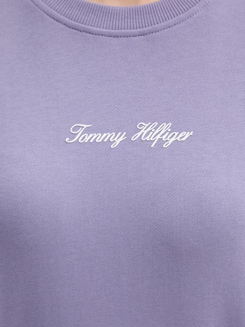 Tommy Hilfiger bluza bawełniana damska kolor fioletowy gładka WW0WW48269