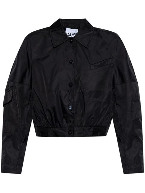 GANNI logo-appliqué bomber jacket - Black - zdjęcie produktu nr 1