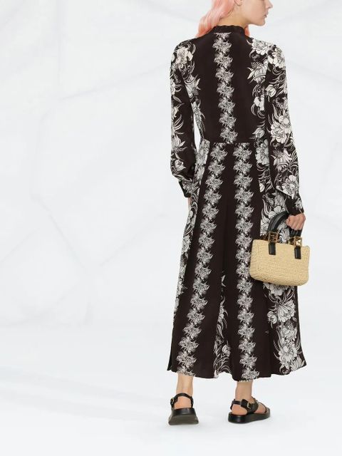 Valentino Garavani floral-print silk maxi dress - Brown