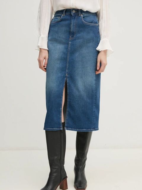 Pepe Jeans spódnica jeansowa MIDI SKIRT HW kolor niebieski midi ołówkowa PL901186IA0 - zdjęcie produktu nr 1