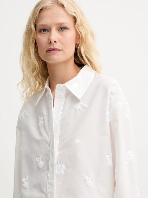 MUNTHE koszula KASEIA damska kolor biały relaxed z kołnierzykiem klasycznym 252103225229