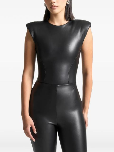 Manière De Voir wide-shoulder leather bodysuit - Black - zdjęcie produktu nr 1