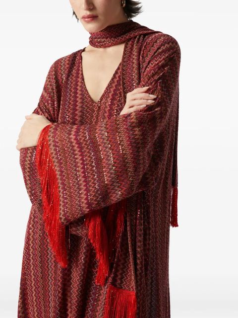 Missoni zigzag kaftan dress - Red