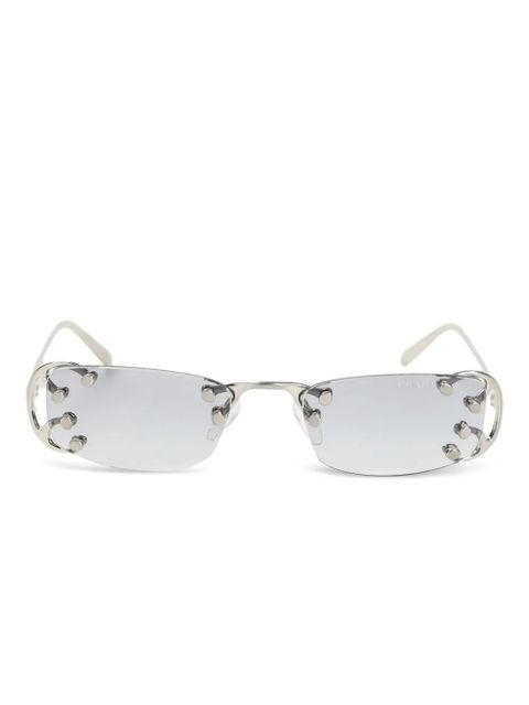 Prada Eyewear studded rectangle sunglasses - Silver - zdjęcie produktu nr 1