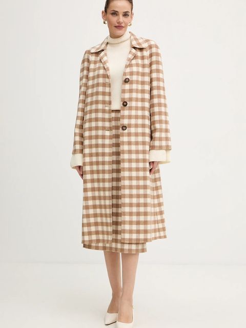 Luisa Spagnoli spódnica z dodatkiem wełny kolor beżowy midi ołówkowa 542658 - zdjęcie produktu nr 2