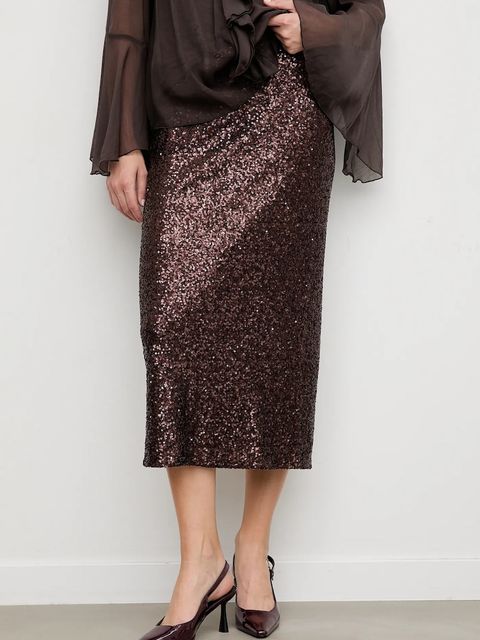 Answear.LAB spódnica kolor brązowy midi ołówkowa - zdjęcie produktu nr 1