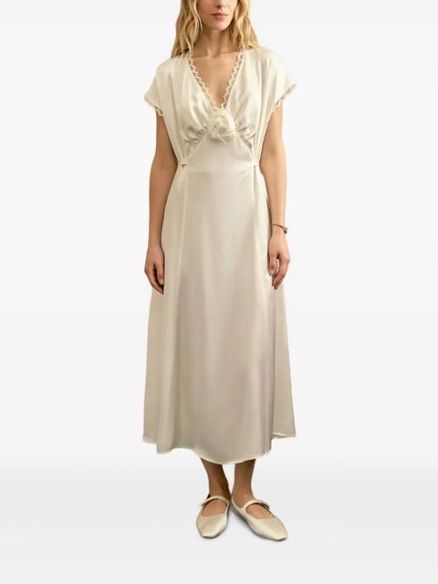 Sleeper Genus Rosa lace-trim satin midi dress - Neutrals - zdjęcie produktu nr 2