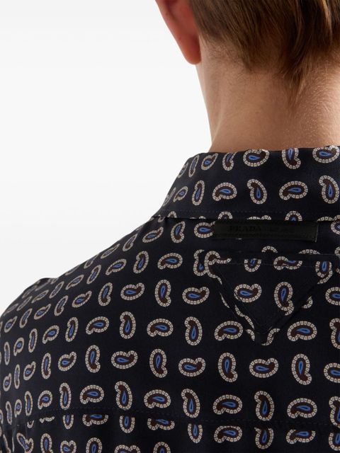 Prada Printed twill silk shirt - Blue