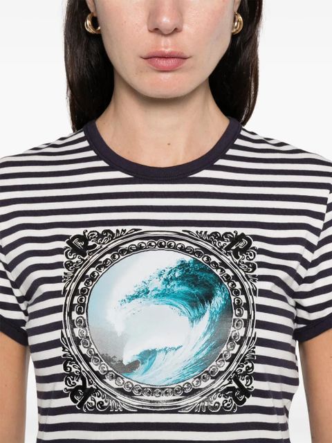Rabanne striped graphic top - White