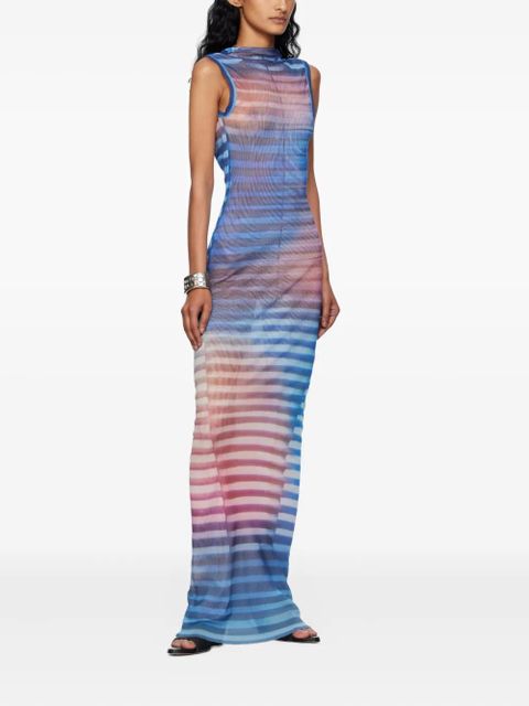 Jean Paul Gaultier striped-pattern maxi dress - Blue