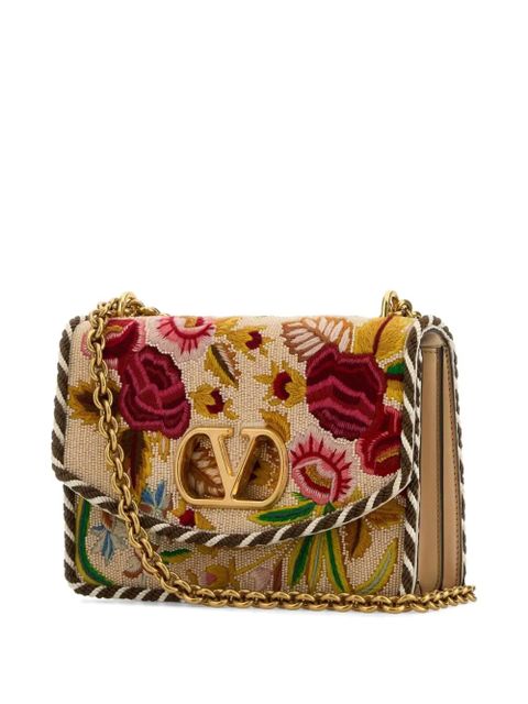 Valentino Garavani embroidered vain shoulder bag - Neutrals