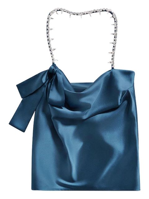 AREA crystal-embellished satin top - Blue - zdjęcie produktu nr 1