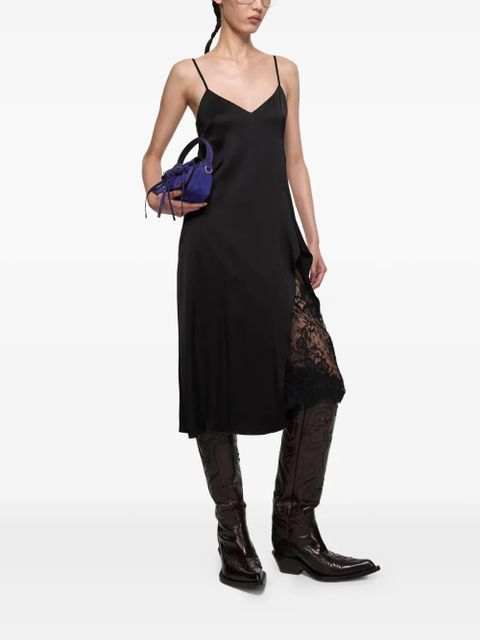 Acne Studios lace-insert V-neck midi dress - Black