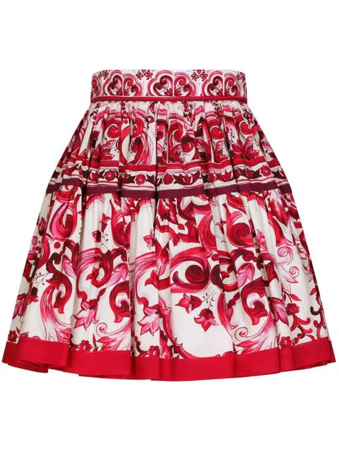 Dolce & Gabbana Majolica-print pleated skirt - Red