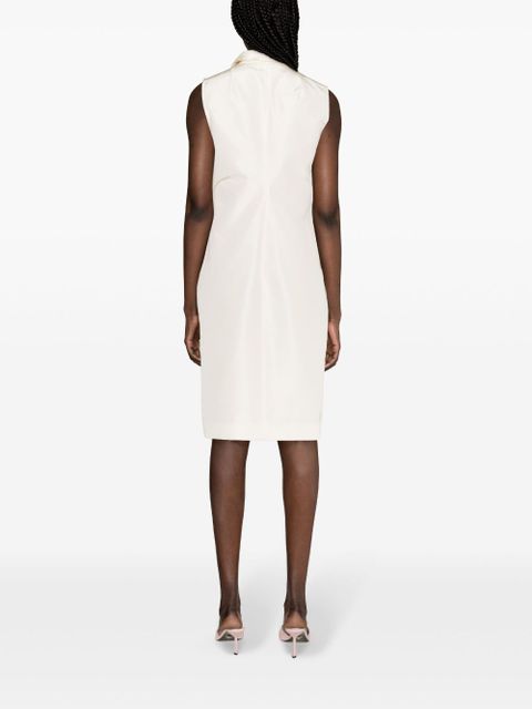 Prada logo-appliqué faille dress - Neutrals