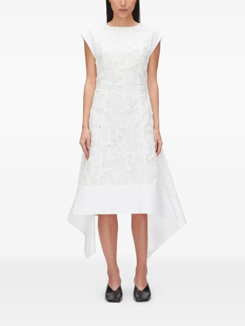 3.1 Phillip Lim floral appliqué bow midi dress - White