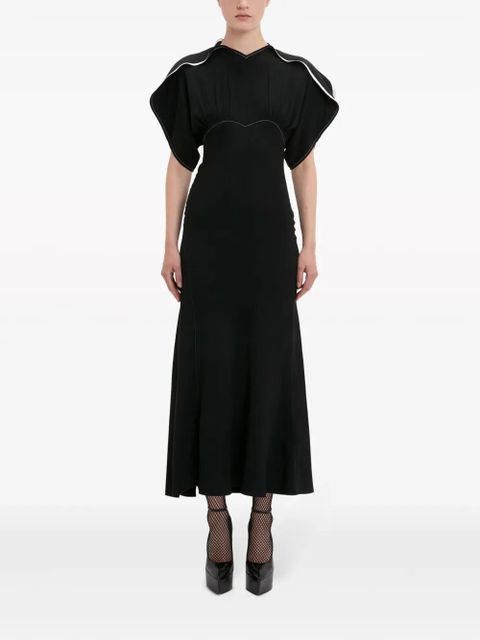 Victoria Beckham draped-sleeve flared midi dress - Black
