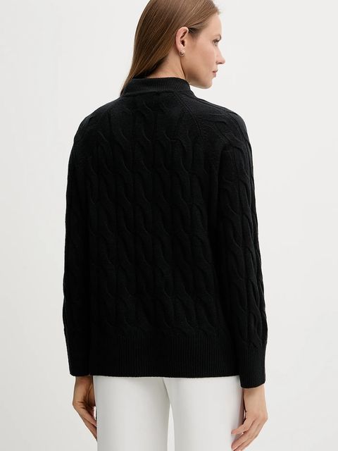 Tommy Hilfiger sweter wełniany damski kolor czarny lekki z golfem WW0WW46791