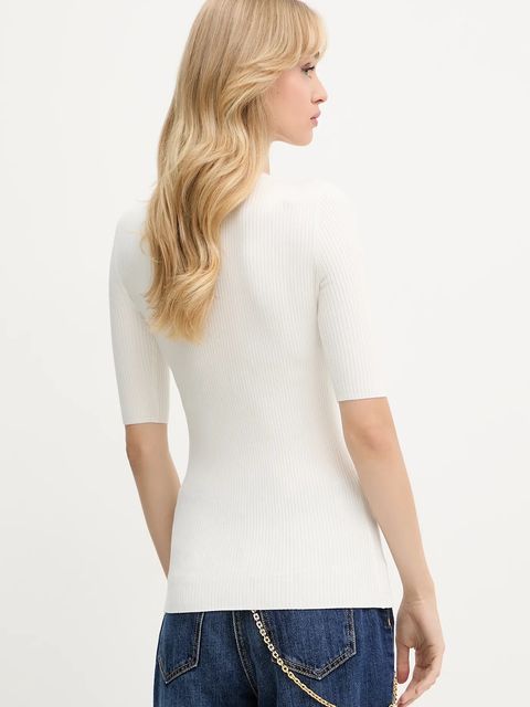 Elisabetta Franchi sweter z jedwabiem damski kolor beżowy lekki MK10B56E2