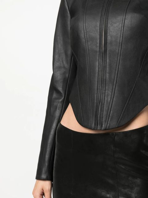 MISBHV corset faux-leather biker jacket - Black
