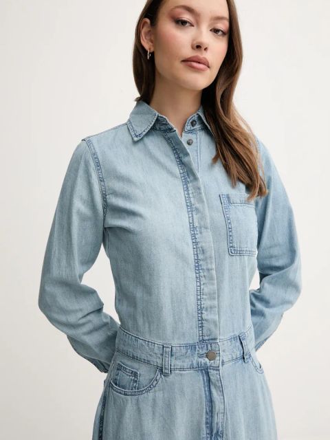 United Colors of Benetton sukienka jeansowa kolor niebieski midi prosta 4RZKDV0B5