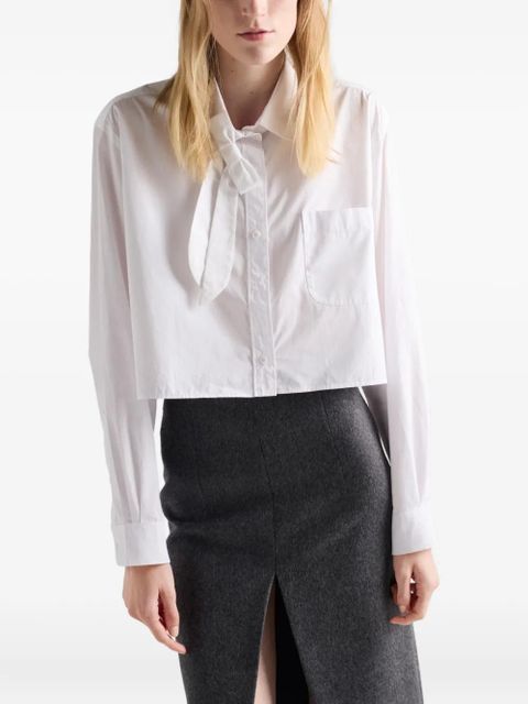 Prada bow-collar patch-pocket shirt - White - zdjęcie produktu nr 2