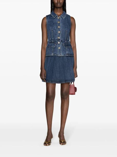 Self-Portrait pleated denim shirtdress - Blue - zdjęcie produktu nr 2