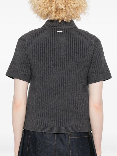 JW Anderson cable-knit polo-neck polo top - Grey